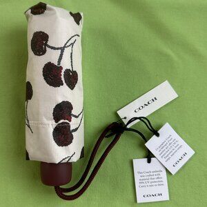 COACH UV PROTECTION MINI UMBRELLA WITH CHERRY PRINT:NWT CHERRIES CDF36